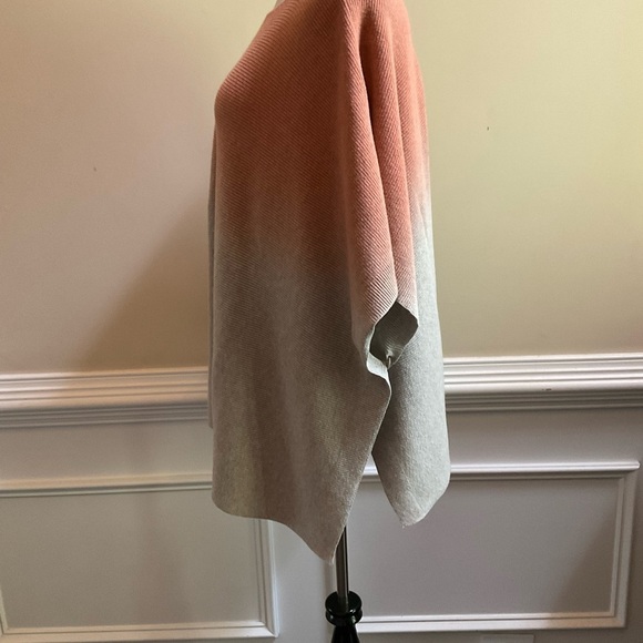 J JILL Orange Gray Ombré Round Neck Cotton Knit Poncho Sweater Size One Size - Picture 2 of 8